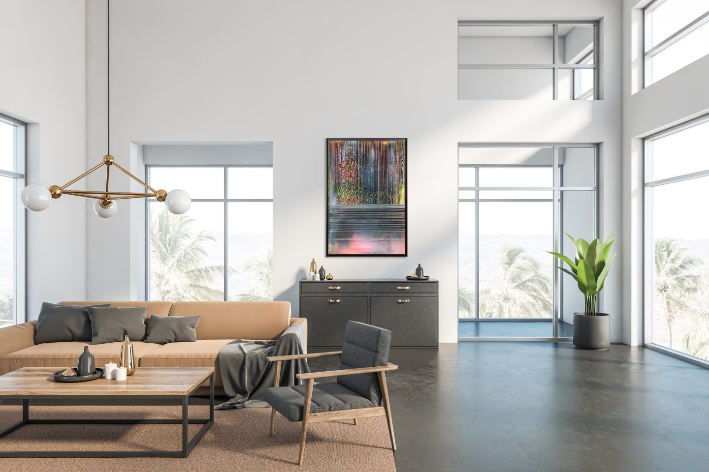 107 cm x 157 cm x 6 cm Laukvik framed black mockup