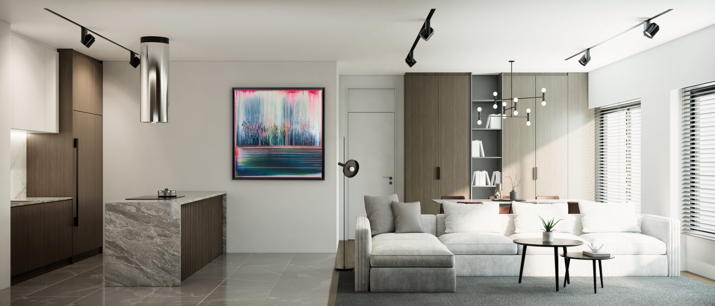 127 cm x 127 cm Sevettijärvi framed black mockup v02