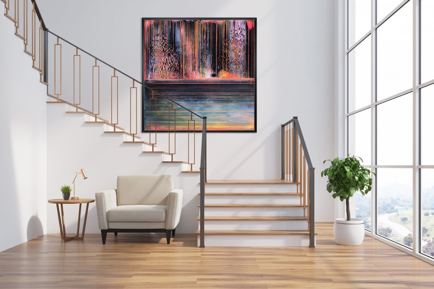 188 cm x 188 cm Menesjarvi framed black mockup