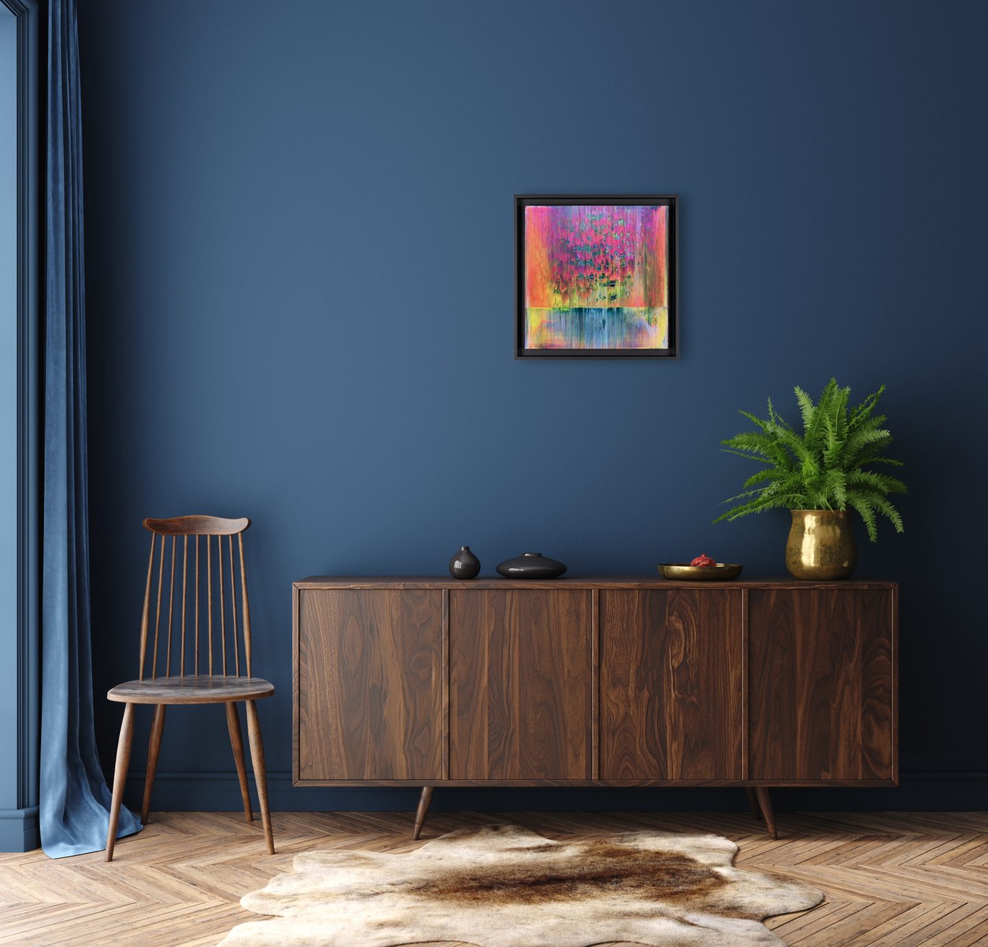 47 cm x 47 cm Mortimer Bay framed black mockup