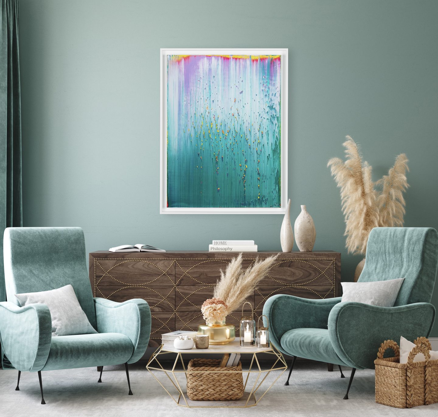 67 cm 87 cm Blanquilla framed white mockup