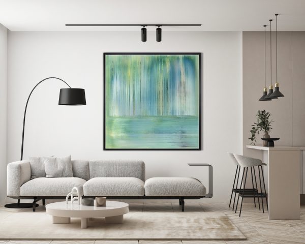 158 cm x 158 cm Danau Banaran framed black mockup