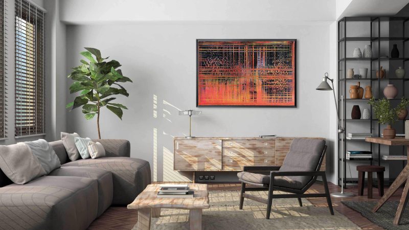 107 cm x 157 cm x 6 cm Bromo framed black mockup